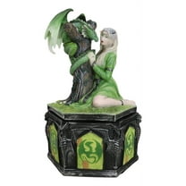 Fantasy Four Seasons Summer Friendship Fairy With Dragon Decorative Box Figurine