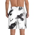 thumbnail image 3 of KLL Monochrome Flying Ravens Men's Casual Summer Beach Shorts Hawaiian Shorts with Pockets-XX-Large, 3 of 5