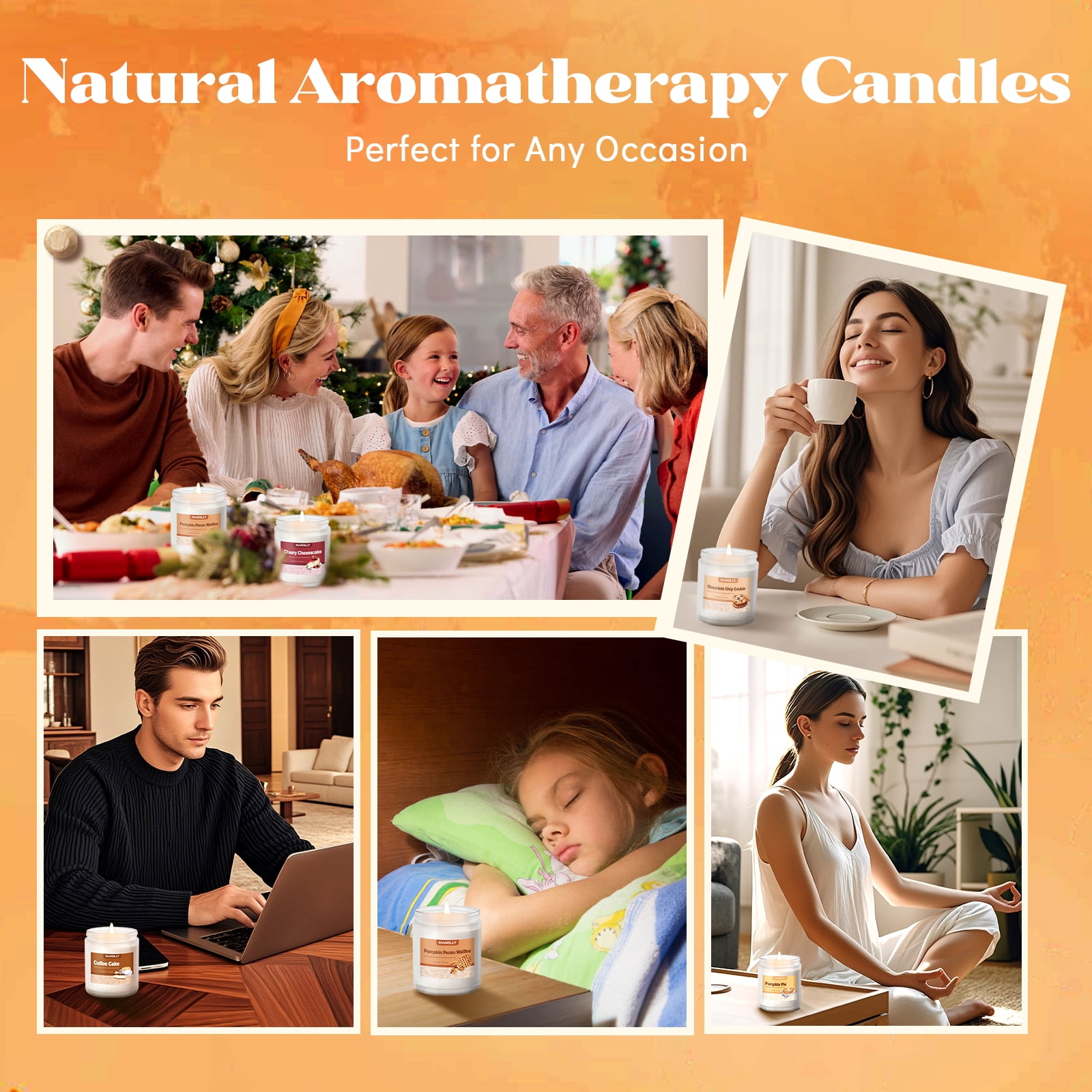 Hanolly Bakery Scented Candles Gift Set - 6 Pack Soy Wax Candles, Long-Lasting Jar Candles for Home, Gifts, Aromatherapy