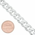 thumbnail image 3 of Men's 10.5mm Solid .925 Sterling Silver Flat Cuban Link Curb Chain Necklace, 24 inches, 3 of 7