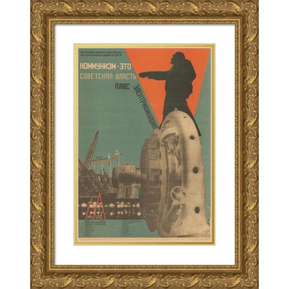 Gustavs Klucis 18x24 Gold Ornate Framed and Double Matted Museum Art Print Titled - Communism Equals Soviet Power Plus Electrification (1930)