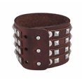 thumbnail image 2 of Zeckos Brown Leather 4 Row Pyramid Studded Wristband Bracelet, 2 of 3