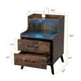 thumbnail image 5 of Nightstands Set of 2 with Charging Station Modern Bedside Table and LED Lights, 5 of 8