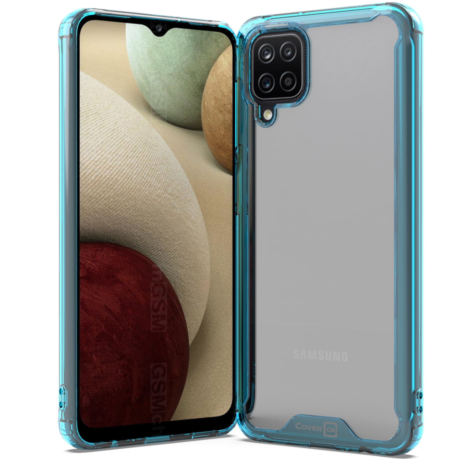 CoverON for Samsung Galaxy A12 Case,Clear Slim fit Lightweight Phone Cover TPU,Blue Bumper - Walmart.com