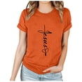 thumbnail image 2 of TrendVibe365 Womens Easter Shirts Short Sleeve Cross Printed Letters Holiday Gifts Shirts Crew Neck Pullovers Short Sleeve Tops Slim Sexy Novelty Faith Blouse Outfit Orange XL(US=10), 2 of 7