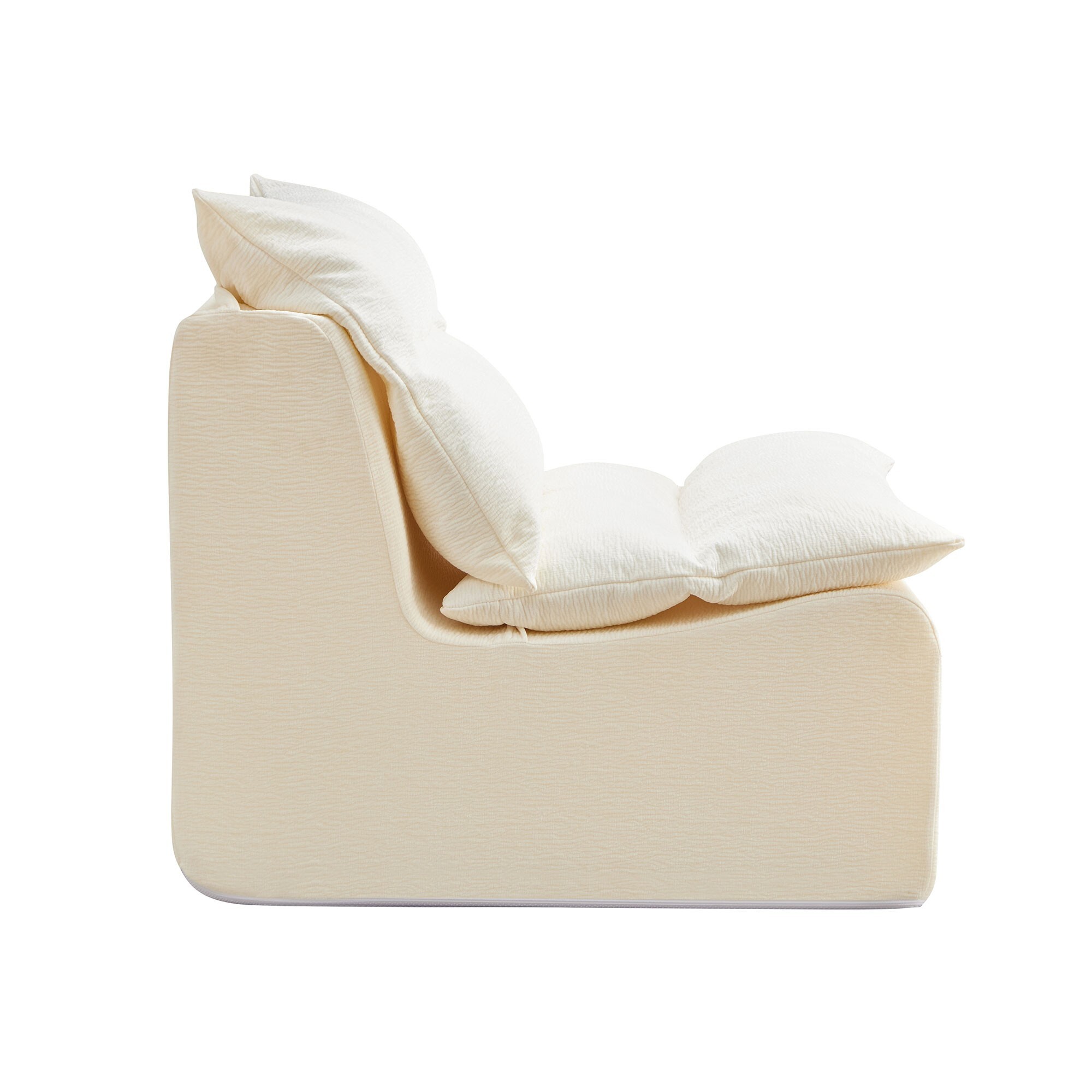AENKYO Modern Accent Lounge Chair, Comfy Armless Foam Lazy Sofa with Washable Cover, Living Room & Bedroom, Cream White