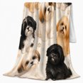 thumbnail image 2 of Illustrated Shih Tzu Dogs Collage Paw Prints, Cozy Pet Portrait Pattern, Warm Flannel Blanket for Living Room and Bedroom, Dog Lovers Just Because Gift, Pet Lover Home Decor, 2 of 9