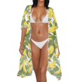 thumbnail image 2 of HELLHERO Banana Leaf Tropical Bathing Suit Cover Up Lightweight Polyester Long Cardigan Long Kimono Swimsuit Cover Up, 2 of 4