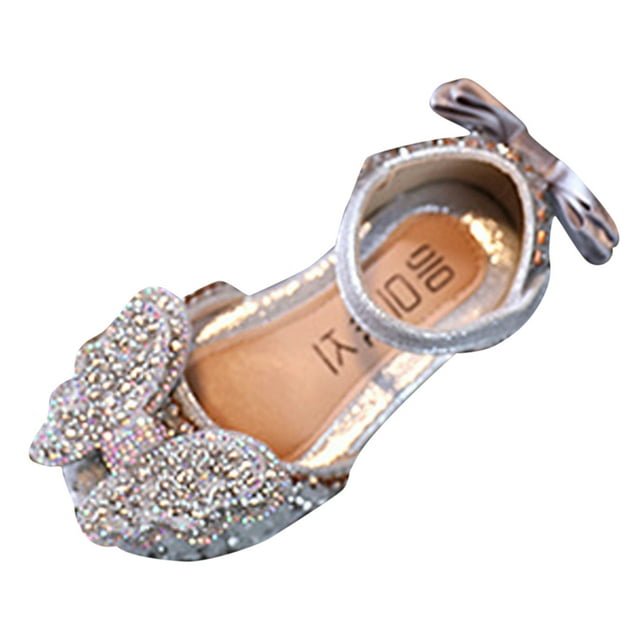 FhsagQ Bottes Enfants Bottes de Pluie Taille 3 Grand Enfant Mode Été Chaussures de Danse pour Filles Chaussures de Performance de Robe de Princesse Ruban Perle Strass Nœud Plates Couleur Unie Bottes de Randonnée pour Enfants Taille 10 Tout-Petit Argent 29