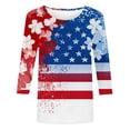 thumbnail image 4 of JOANKDMI 4th of July Shirts for Women 3/4 Sleeve American Flag Crewneck Loose Fit Tops Memorial Day Patriotic Festival Holiday Anniversary Wear, 4 of 5