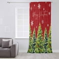 thumbnail image 3 of Red Christmas Semi Sheer Curtains Drapes for Living Room, Bedroom, French Doors Window 54 Inches Long, Xmas Tree Snowflake Winter Botanical Rod Pocket Chiffon Curtain Drapery Voile Draperies Panel, 3 of 6