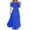 Blue, variant on Aboser Womens Short Sleeve Maxi Dresses for Beach Vacation Off the Shoulder Boho Dress Elegant Empire Waist Dresses Flowy A Line Long Dress Trendy Ruffle Hem Dresses