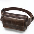 thumbnail image 2 of Riñonera de cuero para hombre, capa superior de piel de vaca, para exteriores, bandolera, bolso de pecho, bolso pequeño retro de cuero genuino para hombre, 2 of 6