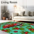 thumbnail image 2 of ODIKA 2'x3' Machine Washable Non-Slip Area Rug, Jolly Old Fashioned Automobile Holly Berry Pair High Traffic Rug, Green, 630177, 2 of 7
