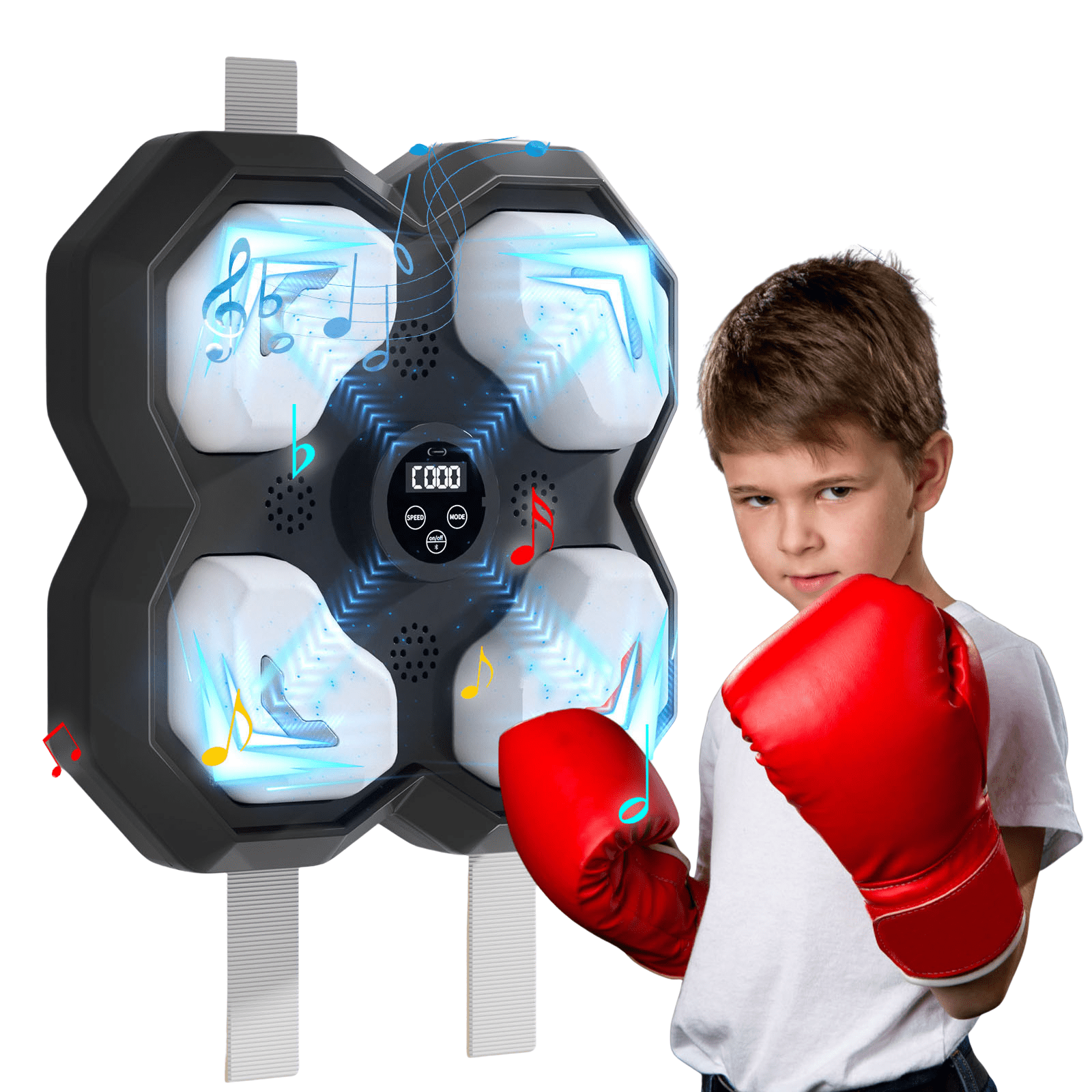 Hinzonek Smart Music Boxing Trainer with Adjustable Modes, Gloves