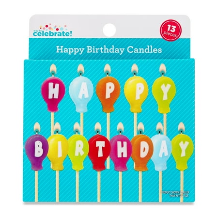 Multicolor Happy Birthday Balloon Candles Set, 13 Pieces, by Way To Celebrate