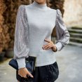 thumbnail image 4 of Aboser Womens Sequin Tops for Party Slim Fit Dressy Blouse Sparkle Glitter Shirt Comfy Long Sleeve Blouses Mock Neck Pullover Top Solid Color Cocktail Shirts, 4 of 8