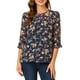 thumbnail image 1 of CAMISAS DE MUJER INSPIRE CHIC CON MANGAS 3/4 Y HEM RIZADO, BLUSA DE CHIFFON FLORAL EN NAVY-BLANCO Y NARANJA TALLA S, 1 of 7
