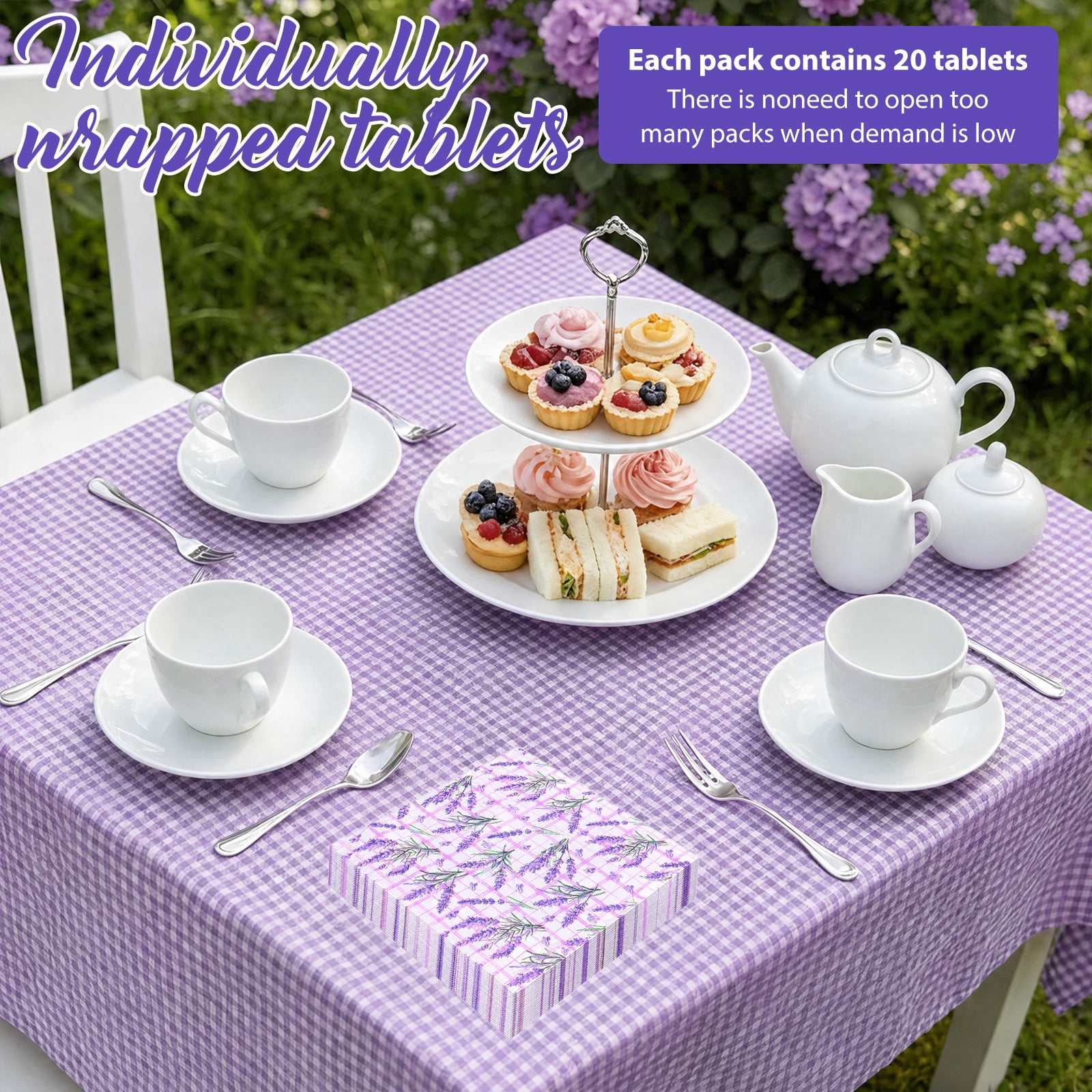 Atopoler 120 Pcs Floral Decoupage Napkins,Decorative Floral Paper Napkin,Flower Hand Towels for Celebrations Tea Party Dinner Wedding,Purple Color
