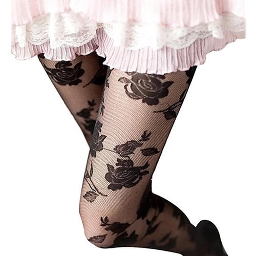 Women Fashion Rose Pattern Tight Lace Pantyhose Sexy See through Stockings Walmart