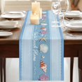 thumbnail image 3 of Table Runners 120 Inches Long Dress Scarves, Coastal Blue Striped Farmhouse Coffee/Dining/Kitchen Table Runner for Living Room, Ocean Sea Summer Starfish Coral Shells 13x120 Inch, 3 of 9