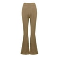 thumbnail image 6 of RYRJJ High Waisted Ribbed Velvet Pants for Women Vintage Flare Leg Palazzo Long Pants Bell Bottom Trousers(Beige,XL), 6 of 8