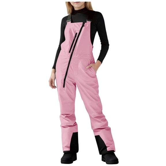 Staki Kids Snow Bibs Girls Snow Pants Ski Bib Overall Waterproof Windproof Warm for Toddler Kids Snow Suits 4T,5T,6Y,7Y,8Y,9Y,10-13Y(Pink,6-7 Years)