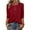 Red, variant on Fesfesfes Women's Elegant Tops Solid Color Casual Round Neck Three-Quarter Sleeves Curved Hem Tee with Buttons Easy to Pair with Jeans(Black,M)