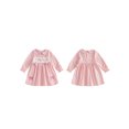 thumbnail image 2 of Cjfdfy Kids Girls Casual Dress, Long Sleeve Dress Plaid Big Sister Embroidery Fall A-line Dress For Casual Daily,Newborn Bodysuit Pink Dress, Fall Winter Baby Girl Clothes, 2 of 9