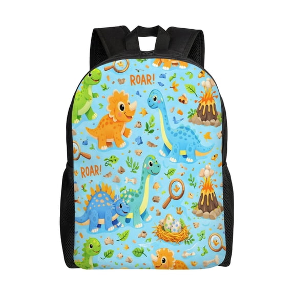 Cartoon Animal Cute Dinosaur Backpack Full Front Print Travel Laptop Bag for Men and Women