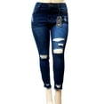 thumbnail image 6 of Jack David Womens Plus Size Stretch Distressed Ripped Blue Skinny Denim Jeans (WV74422-R), 6 of 7
