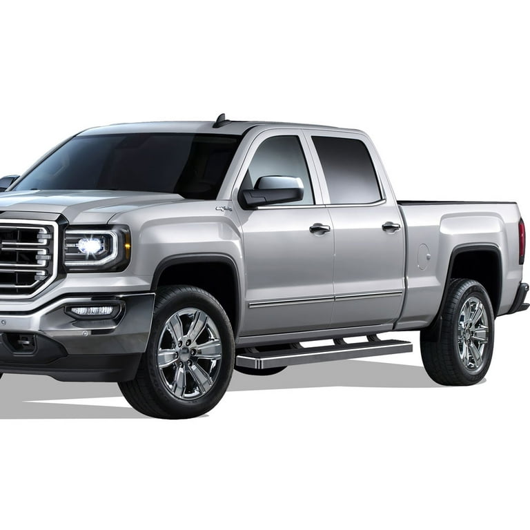 YHTAUTO 4" Oval Stainless Steel Running Boards For Chevy Silverado & GMC Sierra 1500/2500/3500 HD Extended Cab (2019-2024)