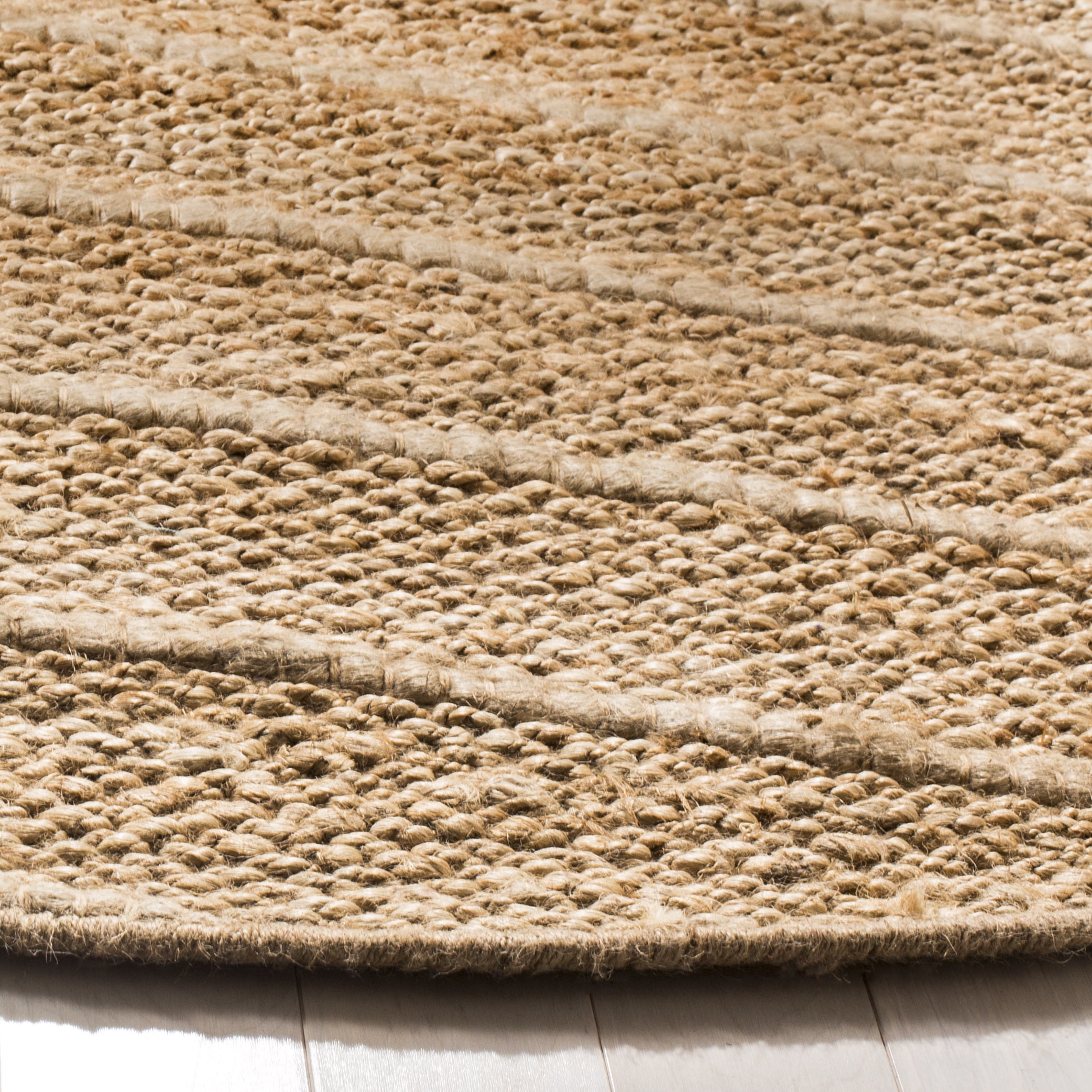 SAFAVIEH Natural Fiber Carrie Braided Area Rug, Natural/Light Grey, 6' x 6' Round