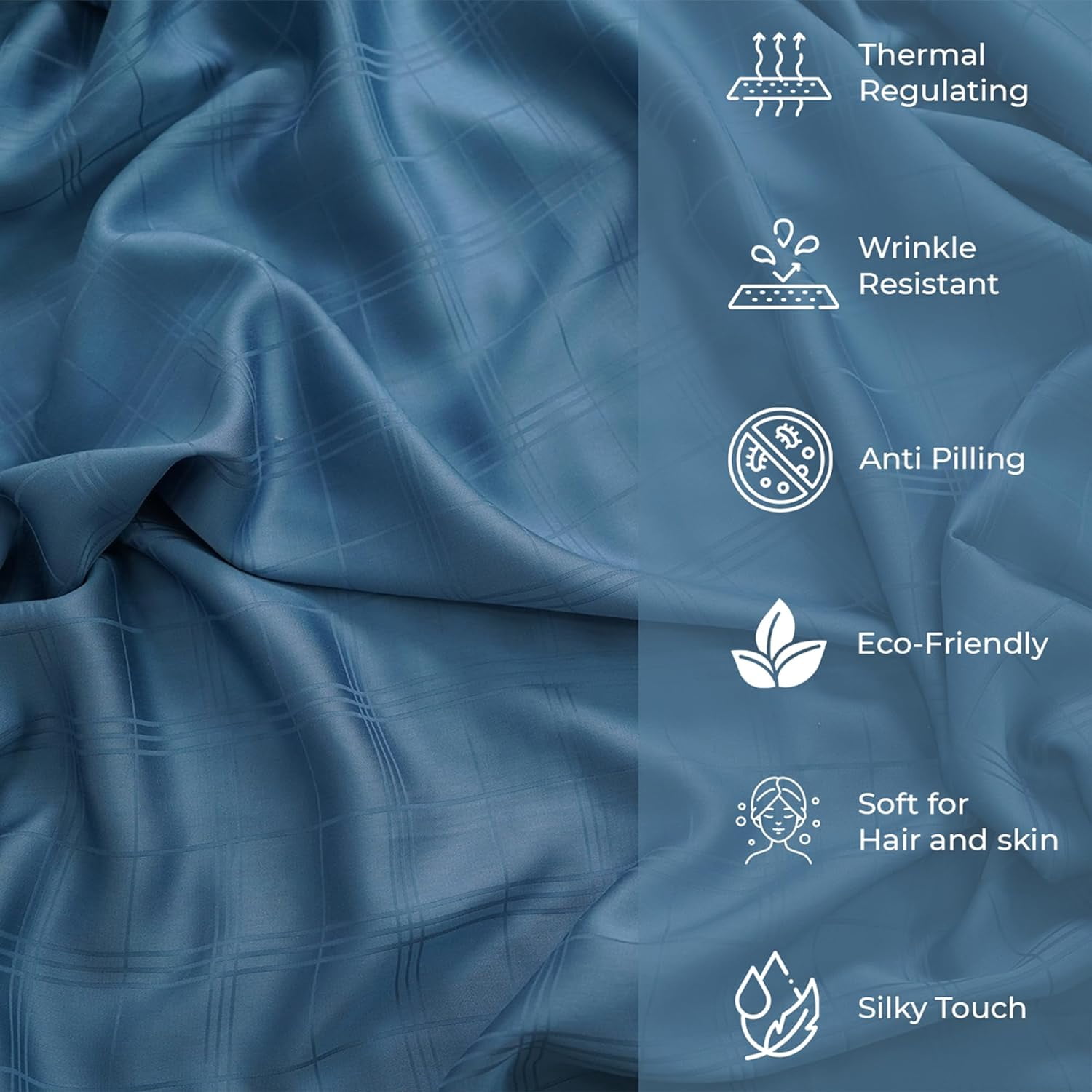 Earthy Threads Queen Sheet Set - 100% Organic Bamboo 4 Piece Set - Luxurious Silky & Soft - Cooling for Hot Sleepers - Hotel Luxury Bed Sheets - 16"inch Deep Pockets (Bahamas Blue Dobby)