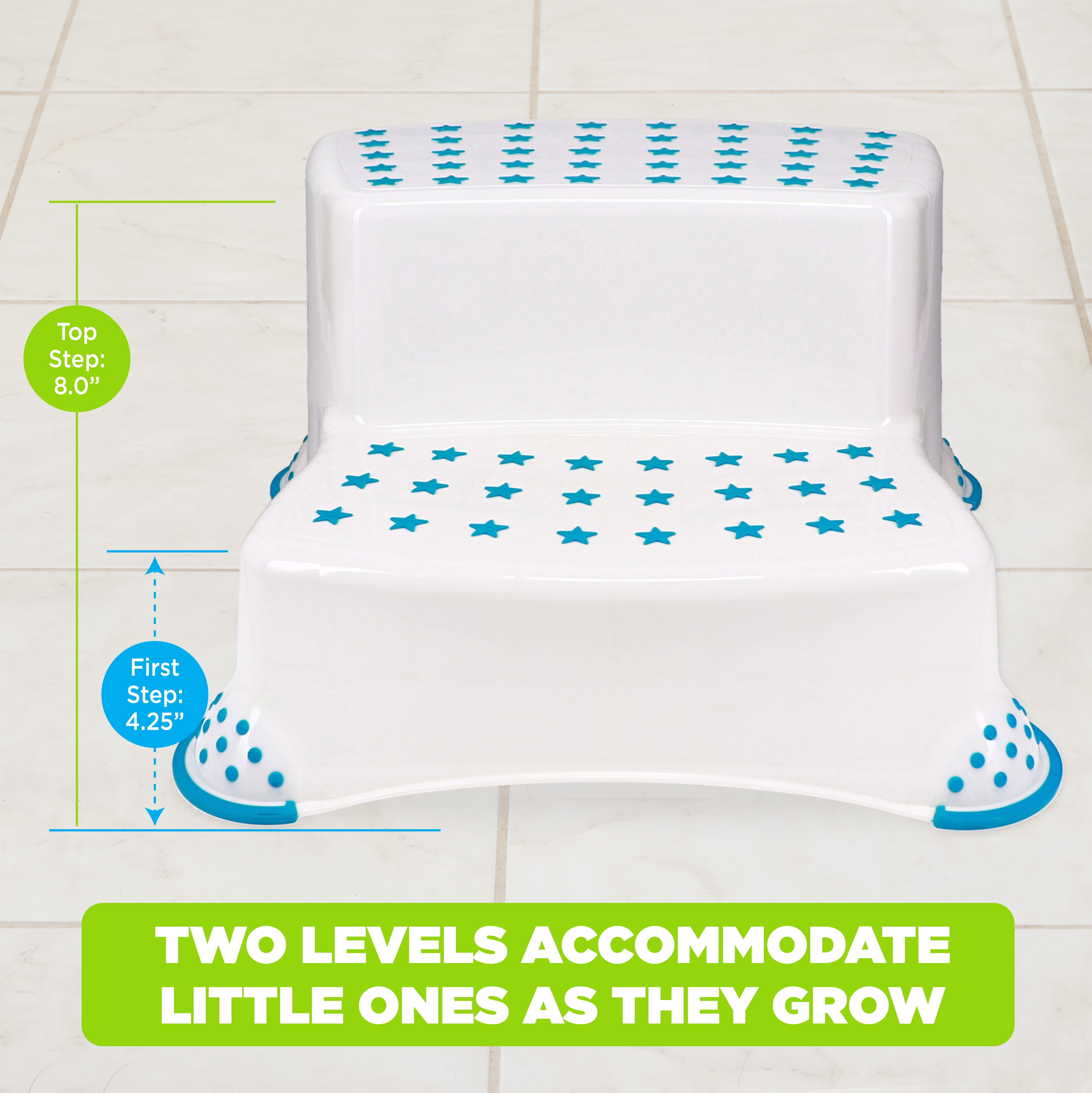 Parent's Choice 2-Tier Step Stool, Turquoise