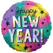 18 inch Iridescent Happy New Year Stars Anagram Foil Mylar Balloon - Party Supplies Decorations