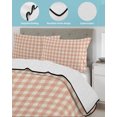thumbnail image 3 of Quilt King Size Bedding Set, Peach Pink Plaid Reversible Summer Quilt 3 Pieces, Gingham Checked Minimalist Modern Lightweight Bedspreads Coverlets with 2 Pillow Shams for All Seasons, 3 of 5