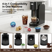 GVODE 4-in-1 Single Serve Coffee Maker, 3-Second Heat-Up, 20 Bar Espresso Machine, for K-Cup, Nespresso Original, DG Pods & Grounds, Black