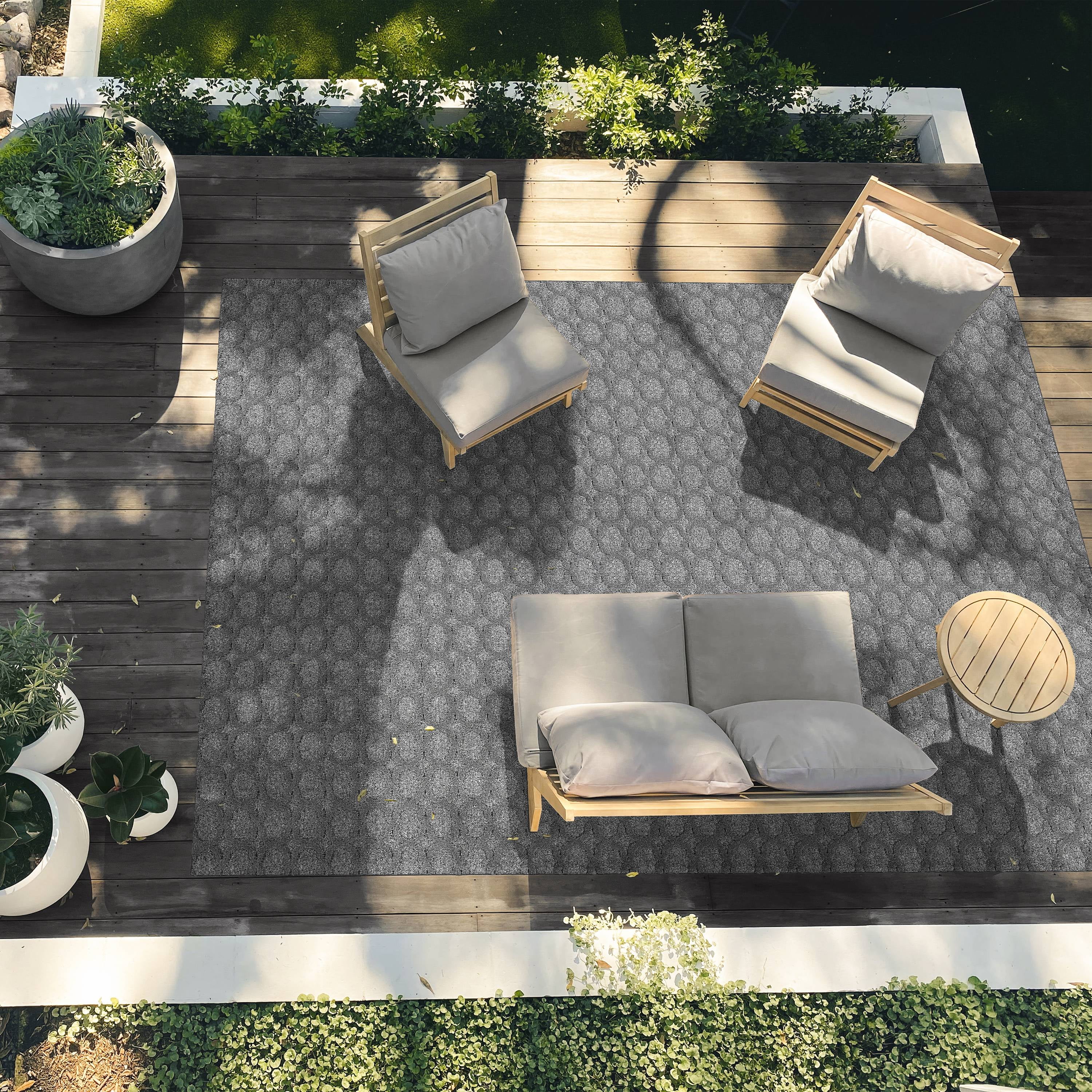 Garland Rug Garden Trellis Polypropylene Heather Gray Indoor/Outdoor Area Rug, 9' x 12'