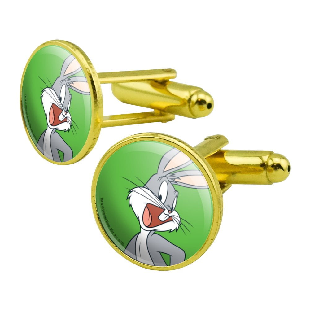 Looney Tunes Bugs Bunny Round Cufflink Set Gold Color