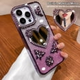 thumbnail image 2 of for iPhone 16 Pro Max Bling Case, Shockproof Luxury Shiny Diamond 3D Butterfly Glitter Gilry Woman Thin Soft Phone Cover with Love Heart Makeup Mirror for iPhone 16 Pro Max 6.9 inch (Purple), 2 of 12