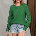 thumbnail image 6 of Annhoo Crochet Sweaters for Women Casual Long Sleeve Crewneck Knitwear Fall Fashion Cutout Pullover Tops, 6 of 7