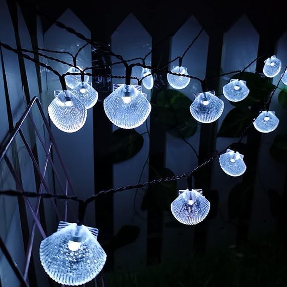 WEVSolar Seashell String Lights 7m 50LED Waterproof 8 Modes Sea Shell String Lights Ocean Theme Lights for Covered Outdoor Camping