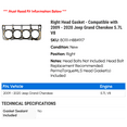 thumbnail image 2 of Right Head Gasket - Compatible with 2009 - 2020 Jeep Grand Cherokee 5.7L V8 2010 2011 2012 2013 2014 2015 2016 2017 2018 2019, 2 of 2
