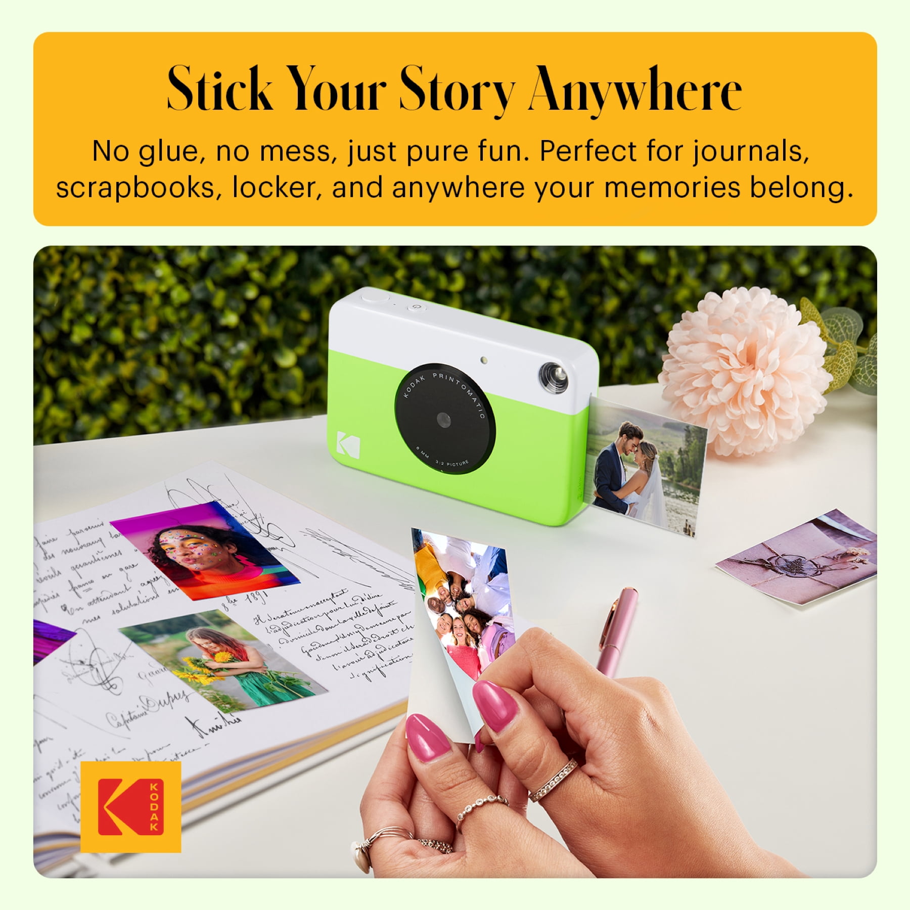 Kodak Printomatic Prints on Zink 2" x 3" Photo Paper Instant Camera, Green