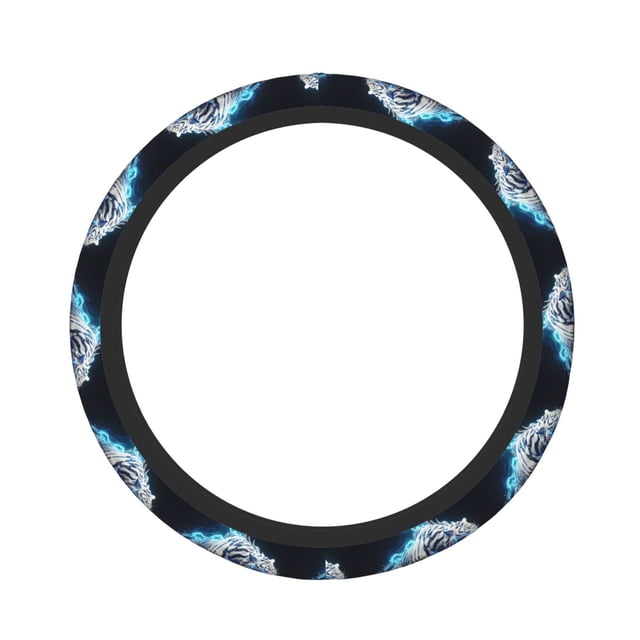 Balery Futuristic Blue Light White Tiger Fundas elásticas antideslizantes para volante, funda protectora universal para hombre y mujer, 15 pulgadas, accesorios para coche.
