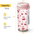 thumbnail image 2 of 18 oz(530ml) Cherry Stainless Vacuum Steel Insulated Coffee Travel Mug Cup Water Bottle Tumbler with Straw,Cherry Decor, 2 of 8