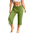 thumbnail image 2 of Mutghys Modal Cotton Pajama Pants for Women Scalloped Hem Solid Elastic Waist Capri Pants Home Relaxing Soft Comfy Casual Pajama Bottoms, 2 of 7