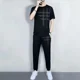 thumbnail image 5 of Conjuntos de ropa para hombre, pantalones de jogging, camiseta 5xl, chándal de gimnasio para hombre, parte superior lisa, trajes deportivos negros, algodón, estilo coreano básico, XL, 5 of 5