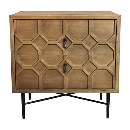 Samara 2-Drawer Small Nightstand in Contemporary Natural Finish Pine Solid Wood